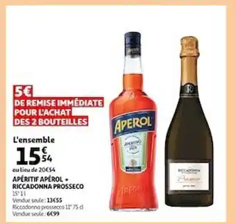 Auchan Apéritif Apérol + Riccadonna Prosecco offre