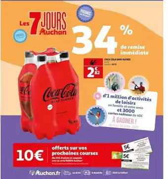 Auchan Coca-cola Sans Sucres offre