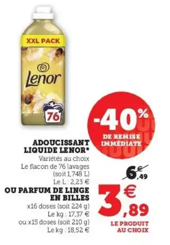 Super U Adoucissant liquide lenor offre