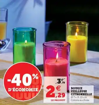 Super U Bougie veilleuse citronnelle offre