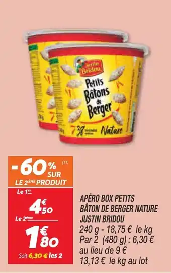 Netto Apéro box petits bâton de berger nature justin bridou offre