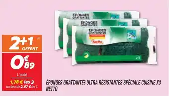 Netto NETTO éponges grattantes ultra résistantes spéciale cuisine X3 offre