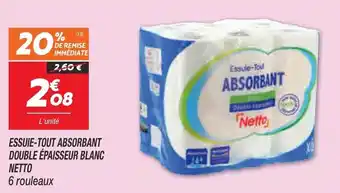 Netto NETO essuie-tout absorbant double épaisseur blanc offre