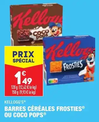 ALDI KELLOGG'S barres céréaes frosties ou coco pops offre