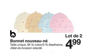 Zeeman Bonnet Nouveau-né offre