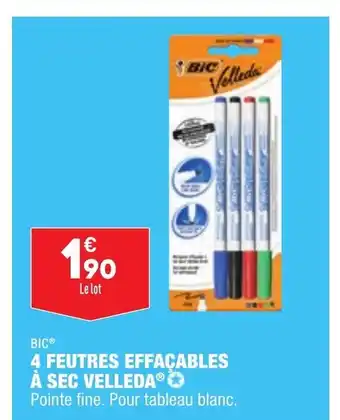 ALDI Bic 4 Feutres Effaçables à Sec Velleda offre