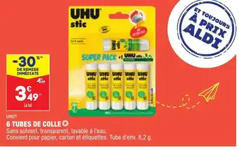 ALDI Uhu 6 Tubes de Colle offre