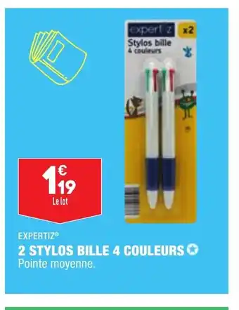 ALDI 2 Stylos Bille 4 Couleurs offre