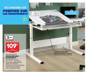ALDI Home Creation Living Bureau Réglable En Hauteur offre