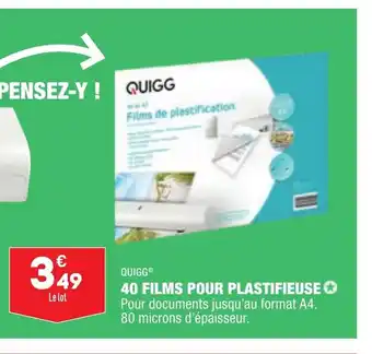 ALDI 40 Films Pour Plastifieuse offre