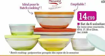 Kandy Set De 6 Saladiers Menastyl offre