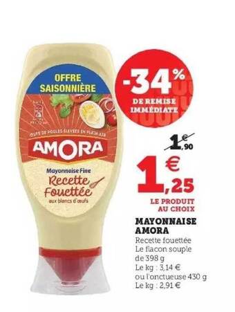 Hyper U Mayonnaise Amora offre