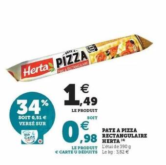 Hyper U Pâte à Pizza Rectangulaire Herta offre