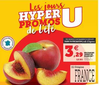 Hyper U Nectarine Jaune Ou Blanche offre