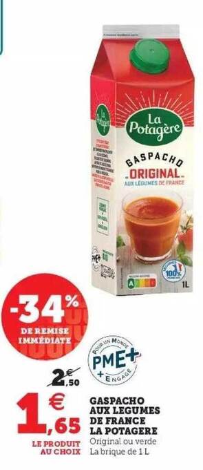 Hyper U Gaspacho Aux Légumes De France La Potagère offre