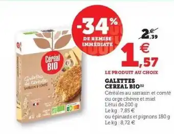 Hyper U Galettes Céréal Bio offre