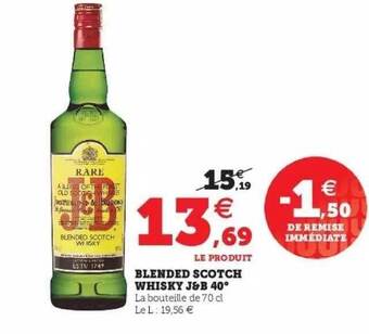 Hyper U Blended Scotch Whisky J&b 40° offre