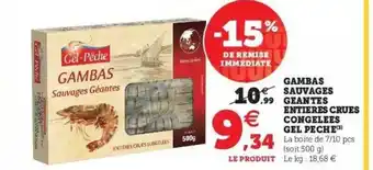 Hyper U Gambas Sauvages Géantes Entières Crues Congelées Gel Pêche offre
