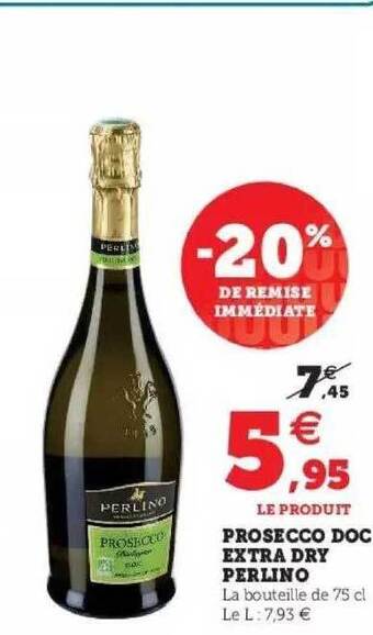 Hyper U Prosecco Doc Extra Dry Perlino offre