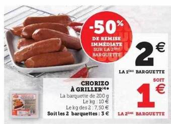 Hyper U Chorizo à Griller offre