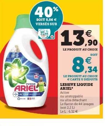 Hyper U Lessive Liquide Ariel offre