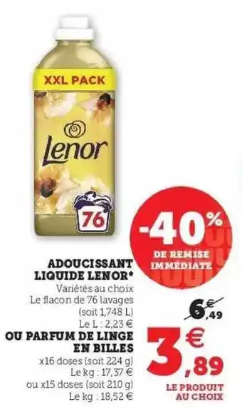 Adoucissant Liquide Lenor Ou Parfum De Linge En Bille