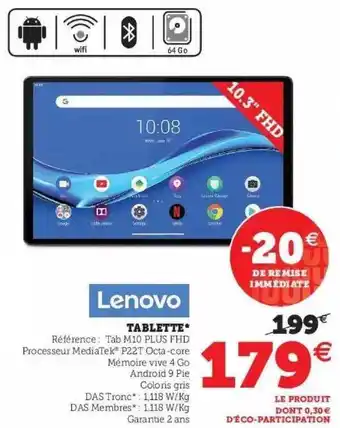 Hyper U Tablette Lenovo offre