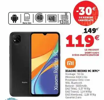 Hyper U Xiaomi Redmi 9c Nfc offre