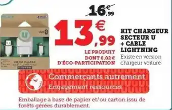 Hyper U Kit Chargeur Secteur U + Câble Lightning offre