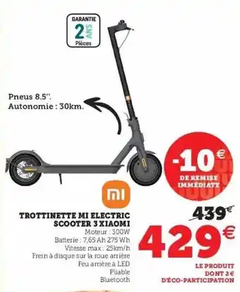 Hyper U Trottinette Mi Electric Scooter 3 Xiaomi offre