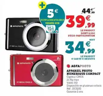 Hyper U Appareil Photo Numérique Compact Agfaphoto offre