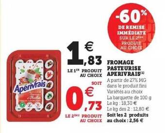 Hyper U Fromage Pasteurisé Apérivrais offre