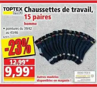 Norma Chaussettes De Travail 15 Paires Toptex Pro offre