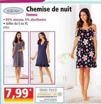 Norma Chemise De Nuit Femme ElleNor offre