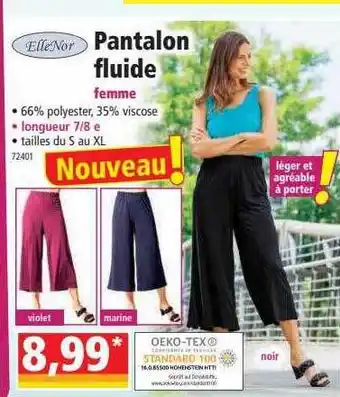 Norma Pantalon Fluide Femme ElleNor offre