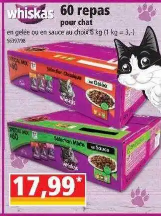 Norma 60 Repas Pour Chat Whiskas offre