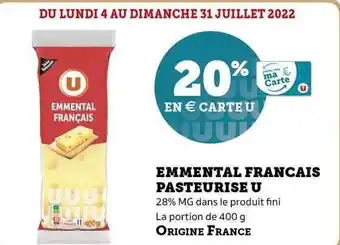 Super U Emmental Français Pasteurisé U offre