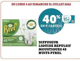 Super U Diffuseur Liquide Repulsif Moustiques 45 Nuits Pyrel offre