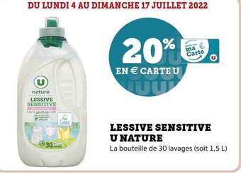 Super U Lessive Sensitive U Nature offre
