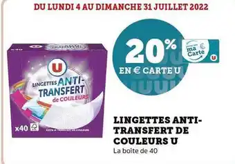Super U Lingettes Anti-transfert De Couleurs U offre