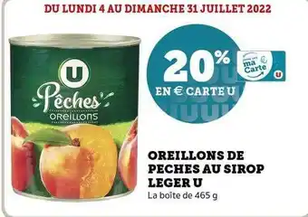 Super U Oreillon De Pêches Au Sirop Léger U offre