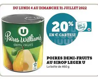 Super U Poires Demi-fruits Au Sirop Léger U offre