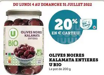 Super U Olives Noires Kalamata Entières U Bio offre