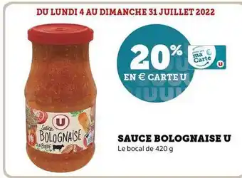 Super U Sauce Bolognaise U offre
