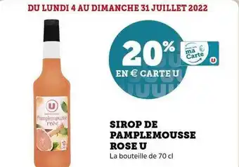 Super U Sirop De Pamplemousse Rose U offre