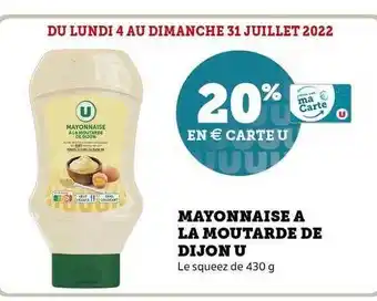 Super U Mayonnaise A La Moutarde De Dijon U offre