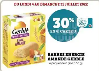 Super U Barres Energie Amande Gerblé offre
