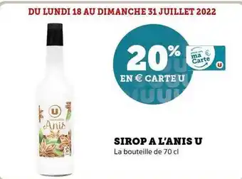 Super U Sirop à L'anis U offre
