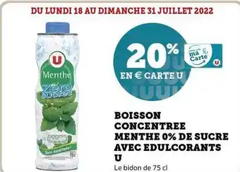 Super U Boisson Centrée Menthe 0% De Sucre Avec édulcorants U offre