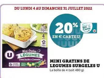 Super U Mini Gratins De Légumes Surgelés U offre